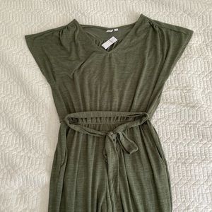 Olive stretch cotton jumpsuit GAP M